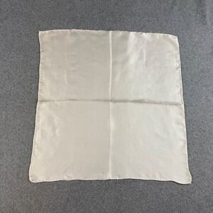 Vintage Mens Cream Solid Satin Pocket Square Formal Wedding Handkerchief 18.5"